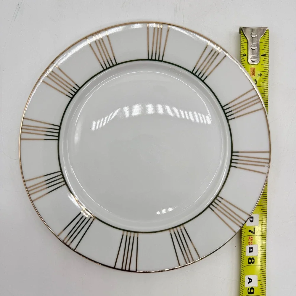 Dennis Basso 8pc Plate Set Gold White Ceramic Buffet Dessert Plates‎ New